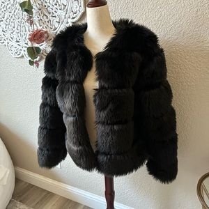 Black Faux Fur Crop Jacket